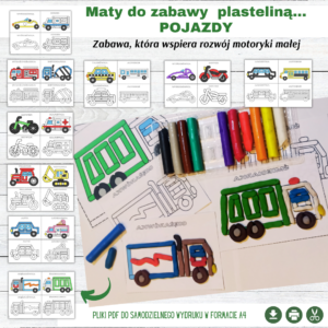 Maty do zabawy plasteliną-pojazdy