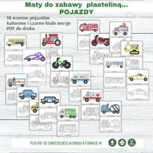Maty do zabawy plasteliną-pojazdy