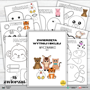 Zwierzęta – Wytnij i Sklej | Wycinanki MIX (pdf)